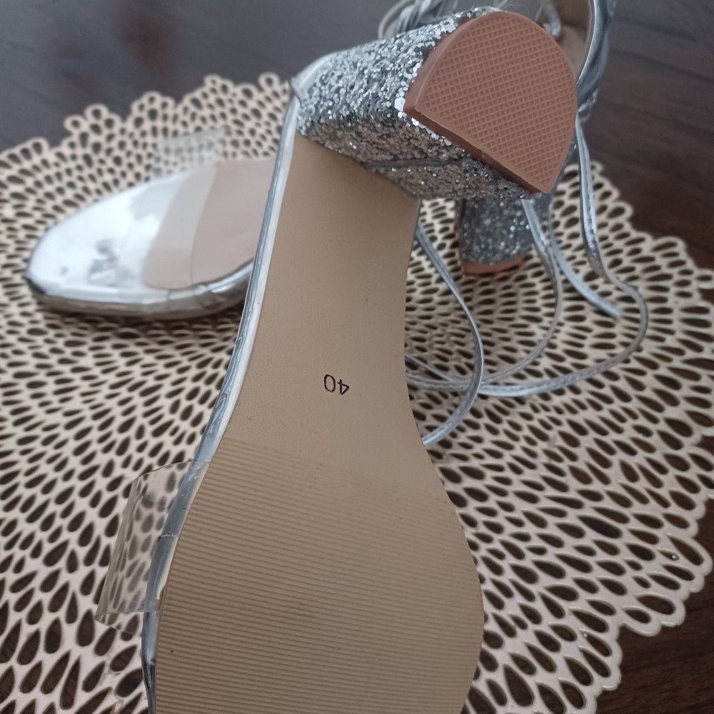 Silver Embossed heel/Clear Shoes